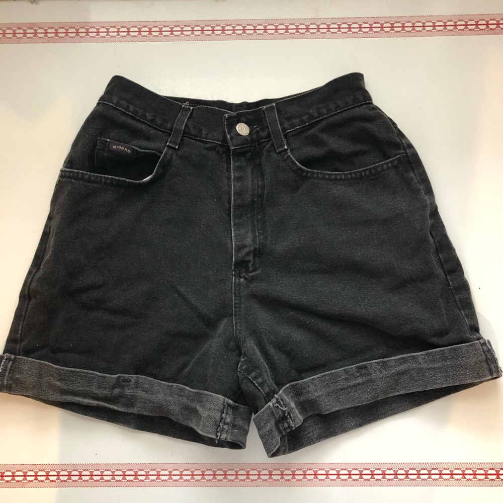 Vintage Denim Rider Black High Waisted Shorts